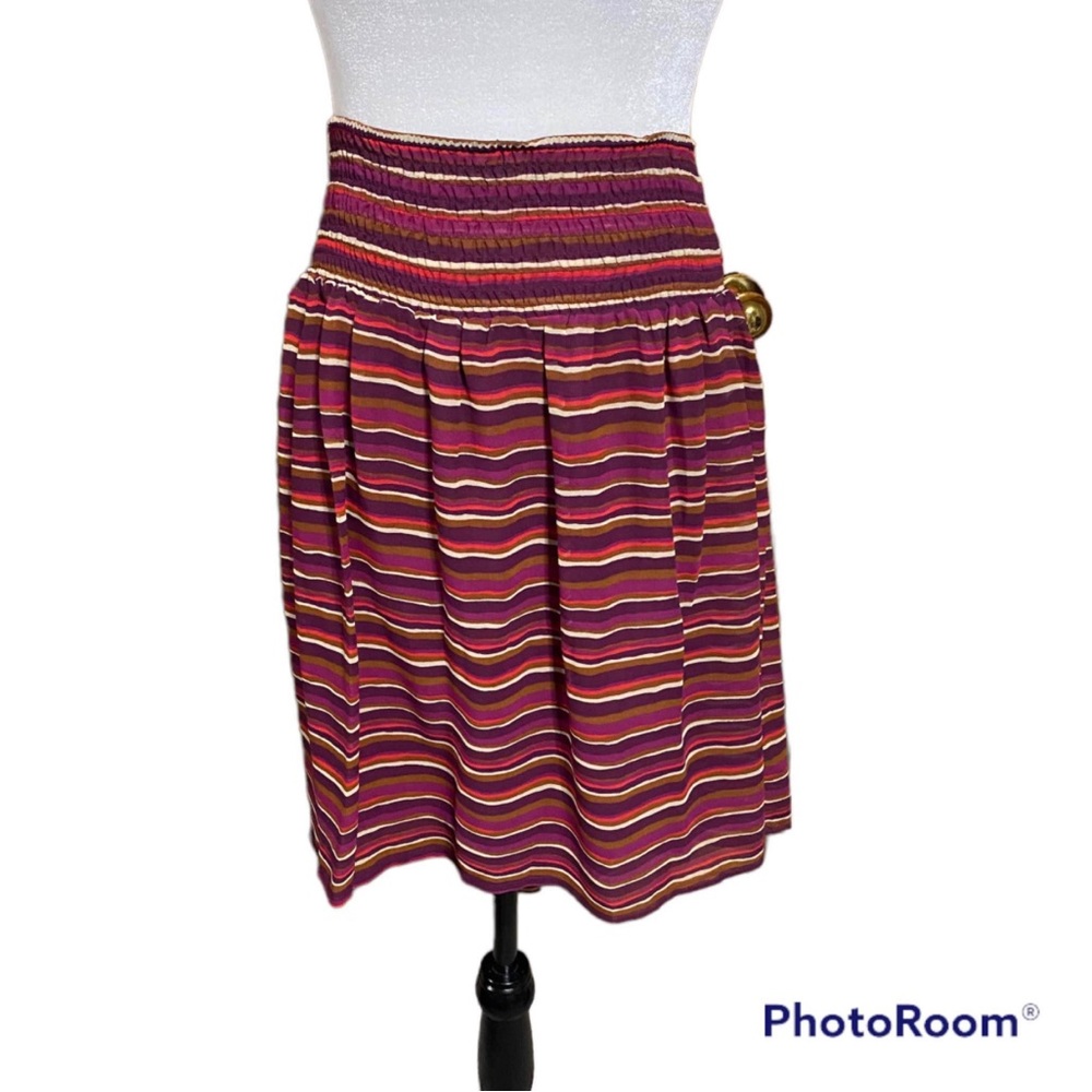 Women's Wide Elastic Waist Multi Color Striped Skirt